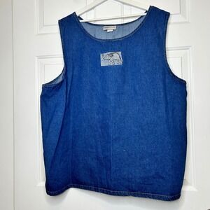 HOMELAND AUTHENTICS Vintage Denim Elephant Patch Tank Top One Size